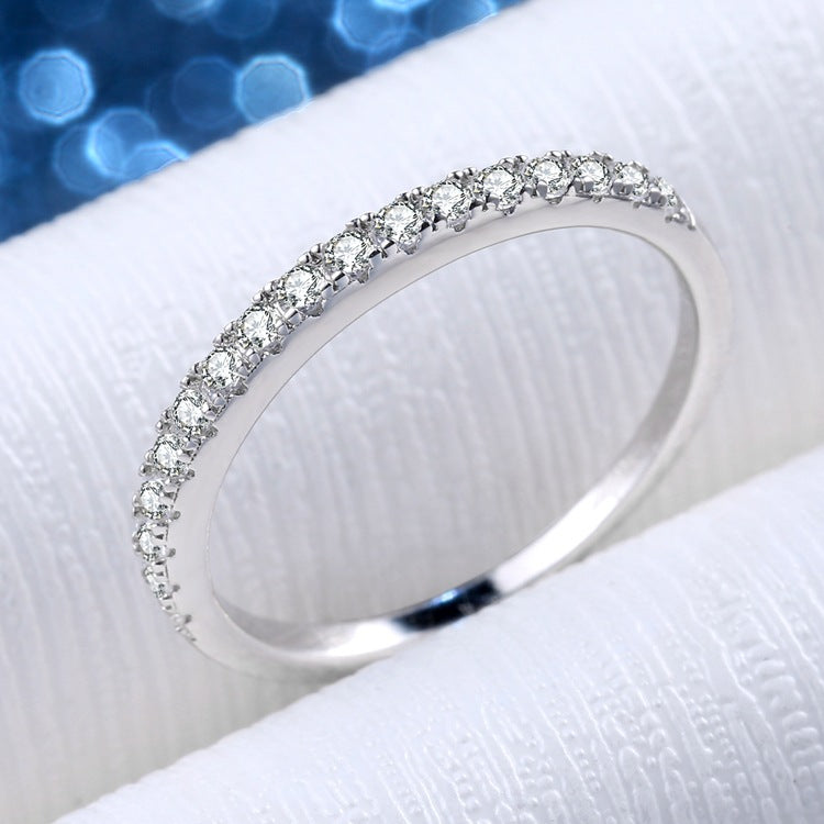 Classic D Color Half Eternity Moissanite Sterling Silver Wedding Band Shineofdiamond