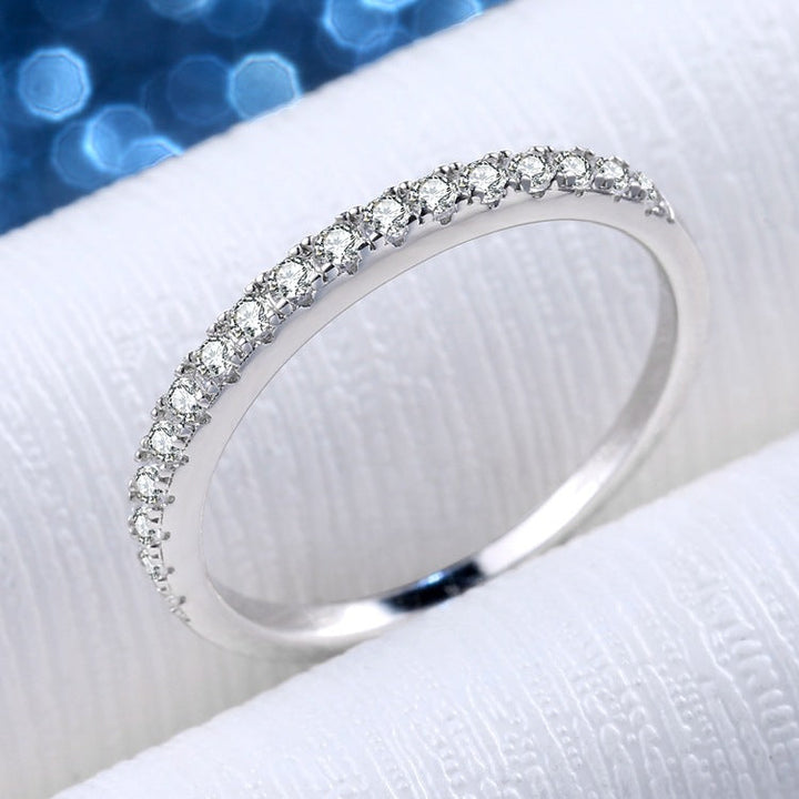 Classic D Color Half Eternity Moissanite Sterling Silver Wedding Band Shineofdiamond
