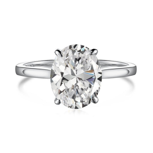 Oval Cut Solitaire Engagement Ring In Sterling Silver Shineofdiamond