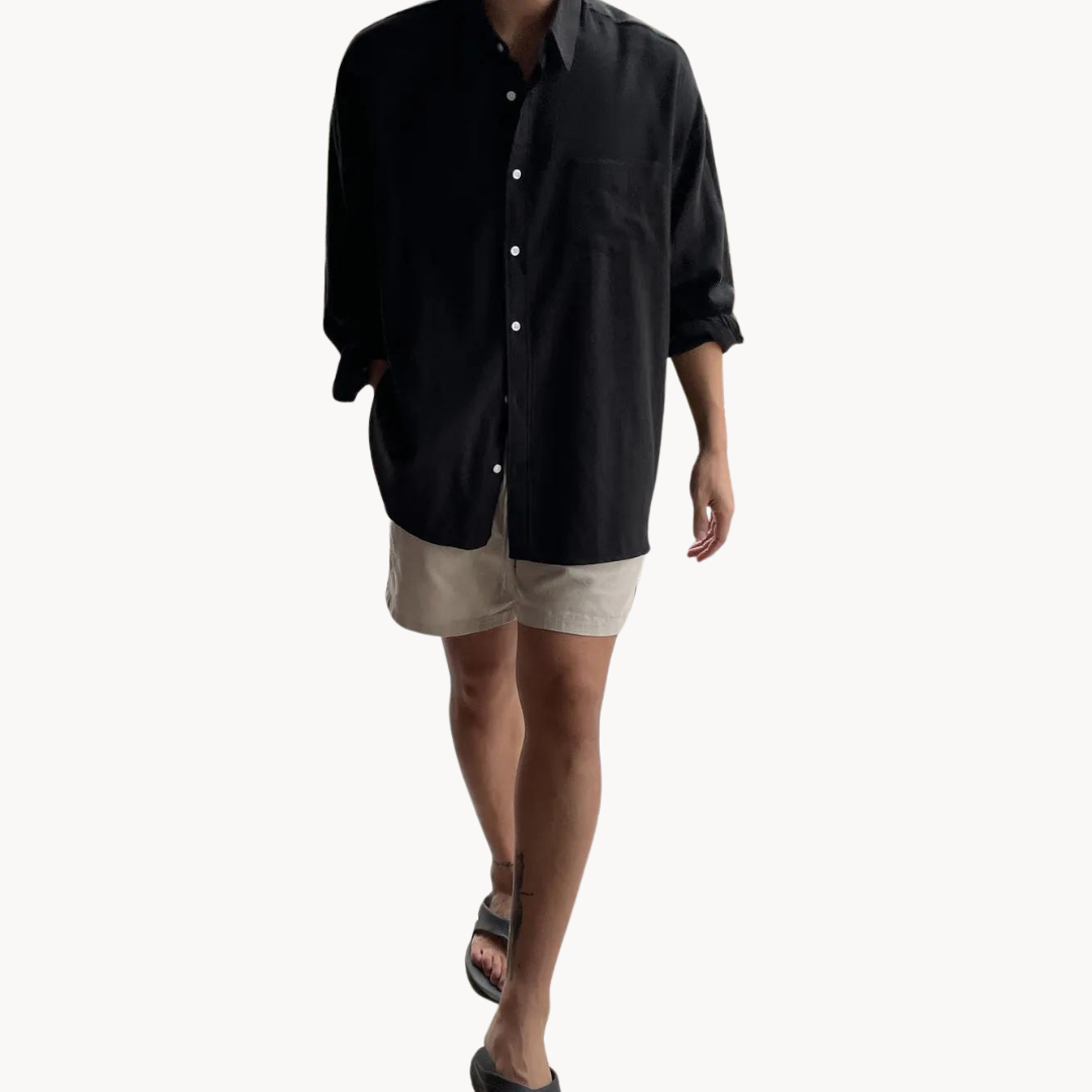Linen-Blend Button-Up - Shirt