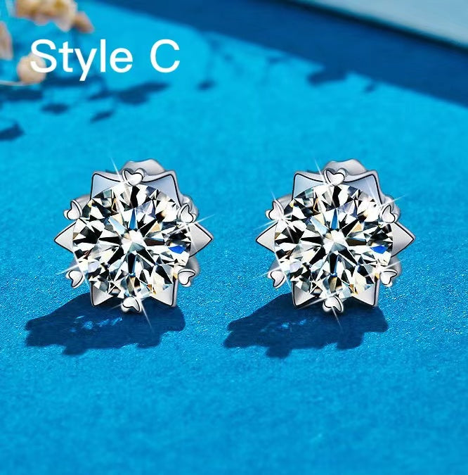 Exquisite Moissanite Stud Earrings In Sterling Silver shine of diamond