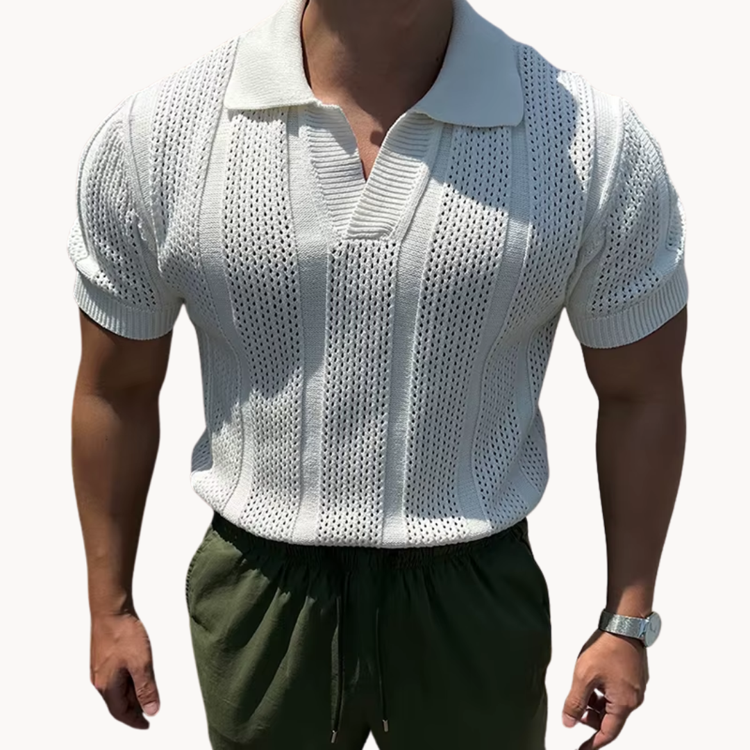 Open Collar Sheer Mesh - T-Shirt