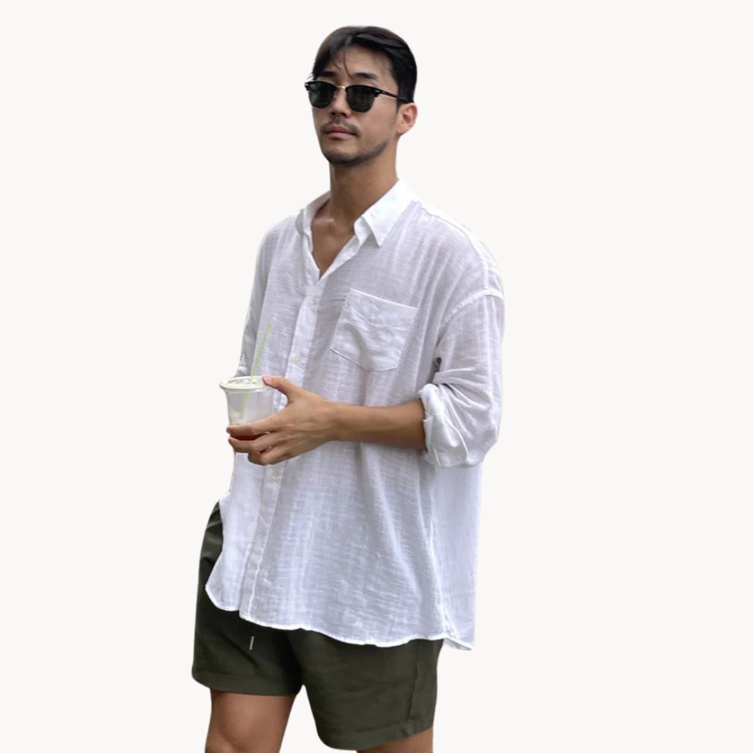 Linen-Blend Button-Up - Shirt
