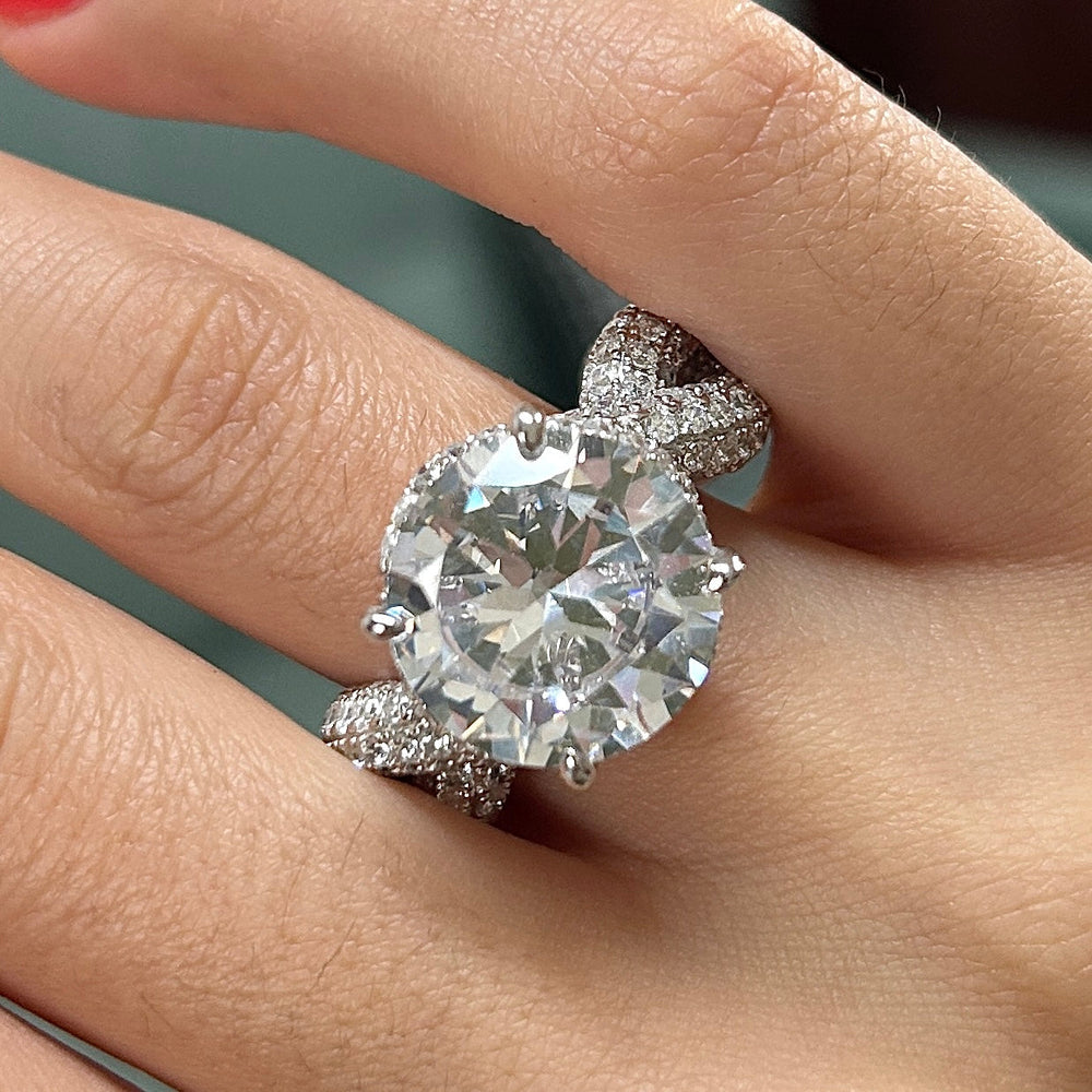 Size 7.5 | Micro Pave Round Cut Twisted Shank Engagement Ring Shineofdiamond