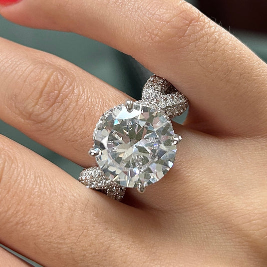 Size 7.5 | Micro Pave Round Cut Twisted Shank Engagement Ring Shineofdiamond
