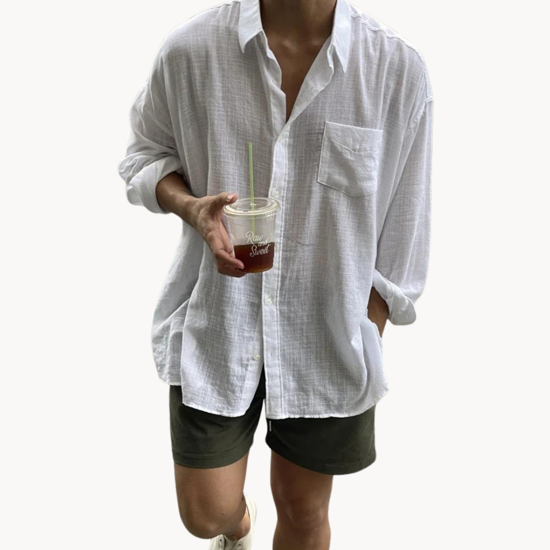 Linen-Blend Button-Up - Shirt