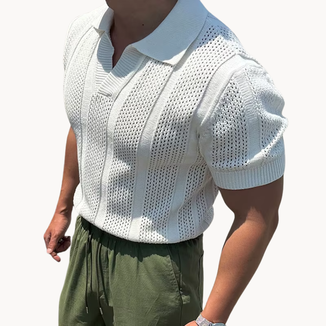 Open Collar Sheer Mesh - T-Shirt