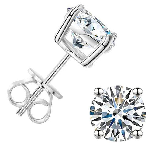 Gorgeous Round Cut Moissanite Stud Earrings In Sterling Silver shineofdiamond