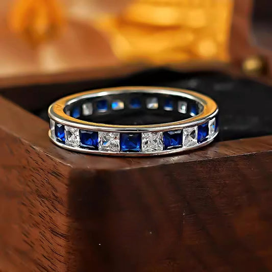Sparkling Two Tone Design Paved Sterling Silver Band Carly Jewelry