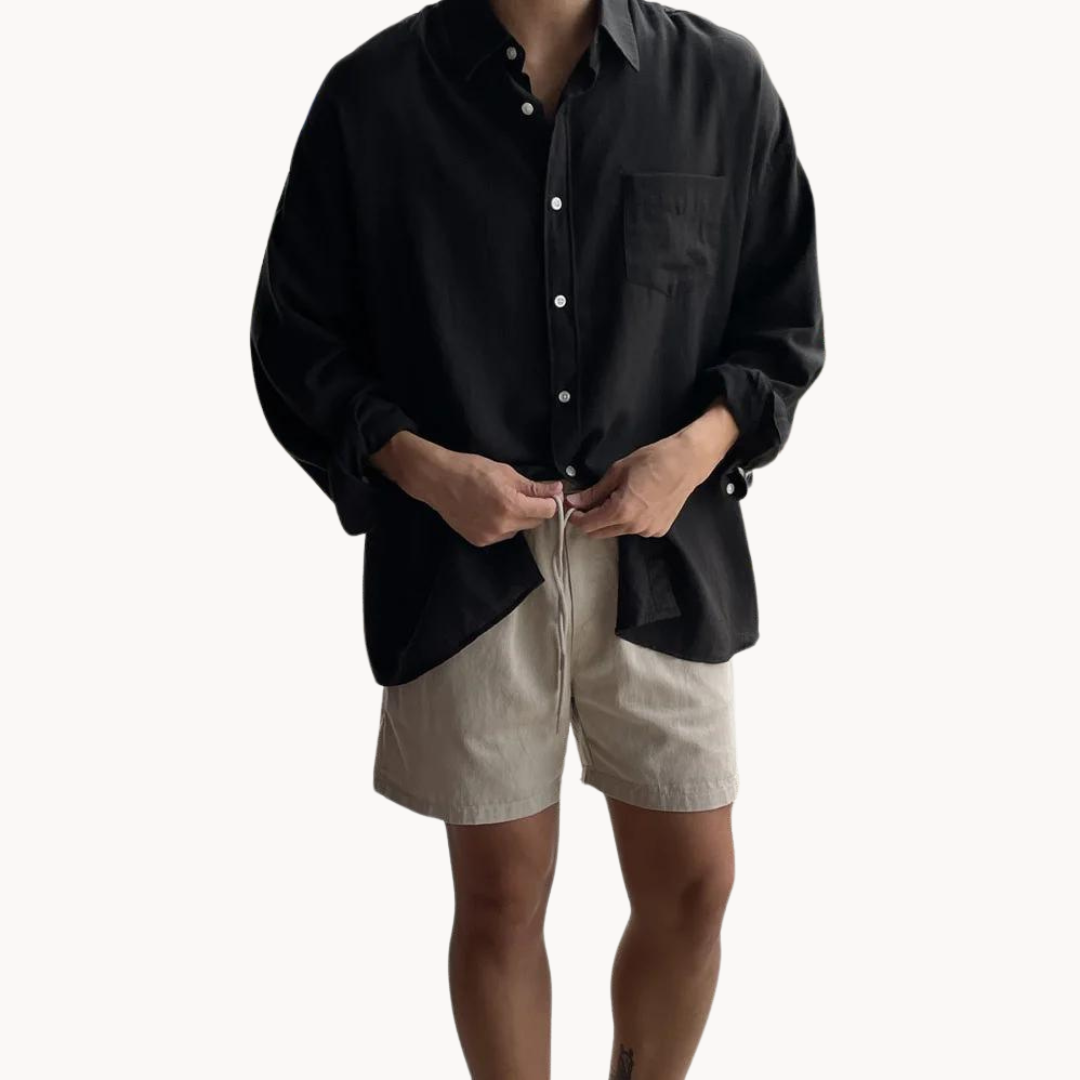 Linen-Blend Button-Up - Shirt