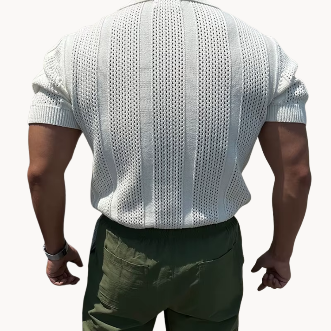 Open Collar Sheer Mesh - T-Shirt