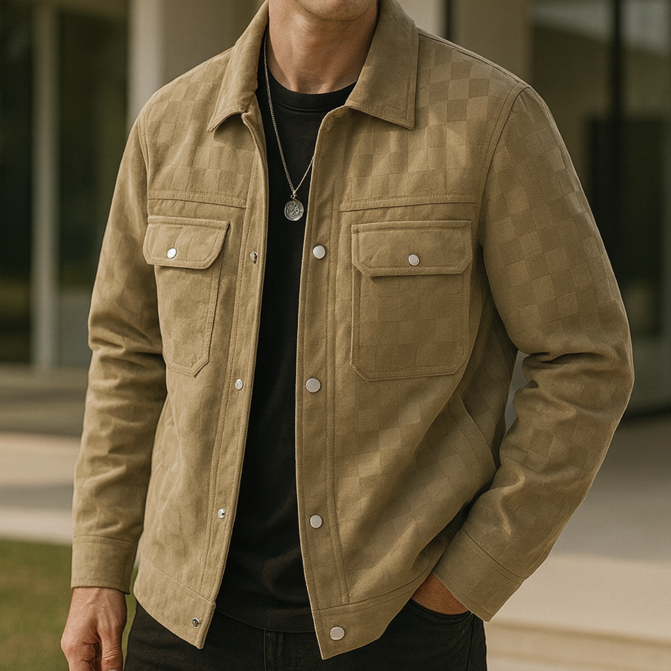 Nico - Checkered Suede Jacket