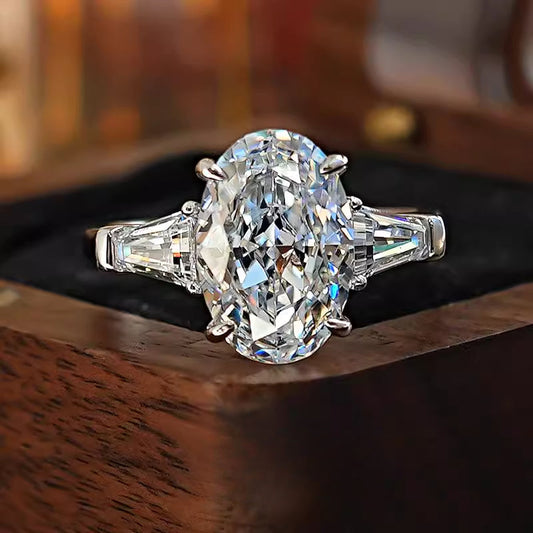 Stunning Three Stone Oval Cut Sterling Silver Ring Carly Jewelry