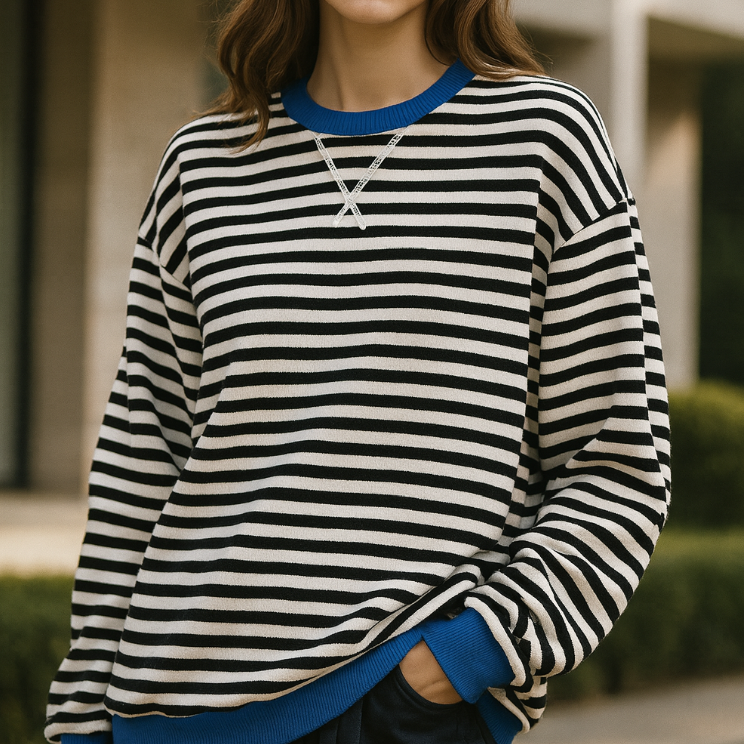 Dahlia - Striped Cotton Sweater