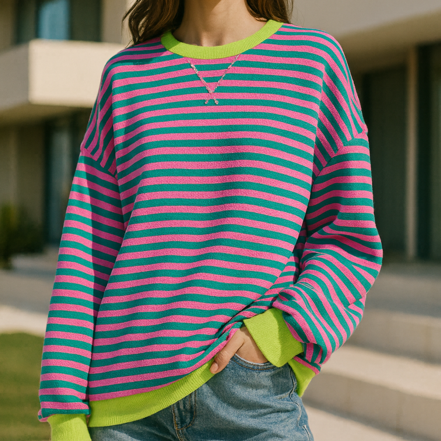 Dahlia - Striped Cotton Sweater