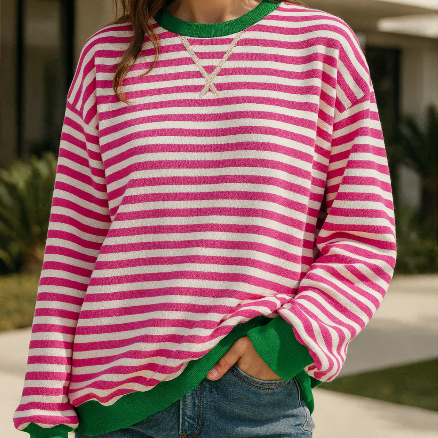 Dahlia - Striped Cotton Sweater