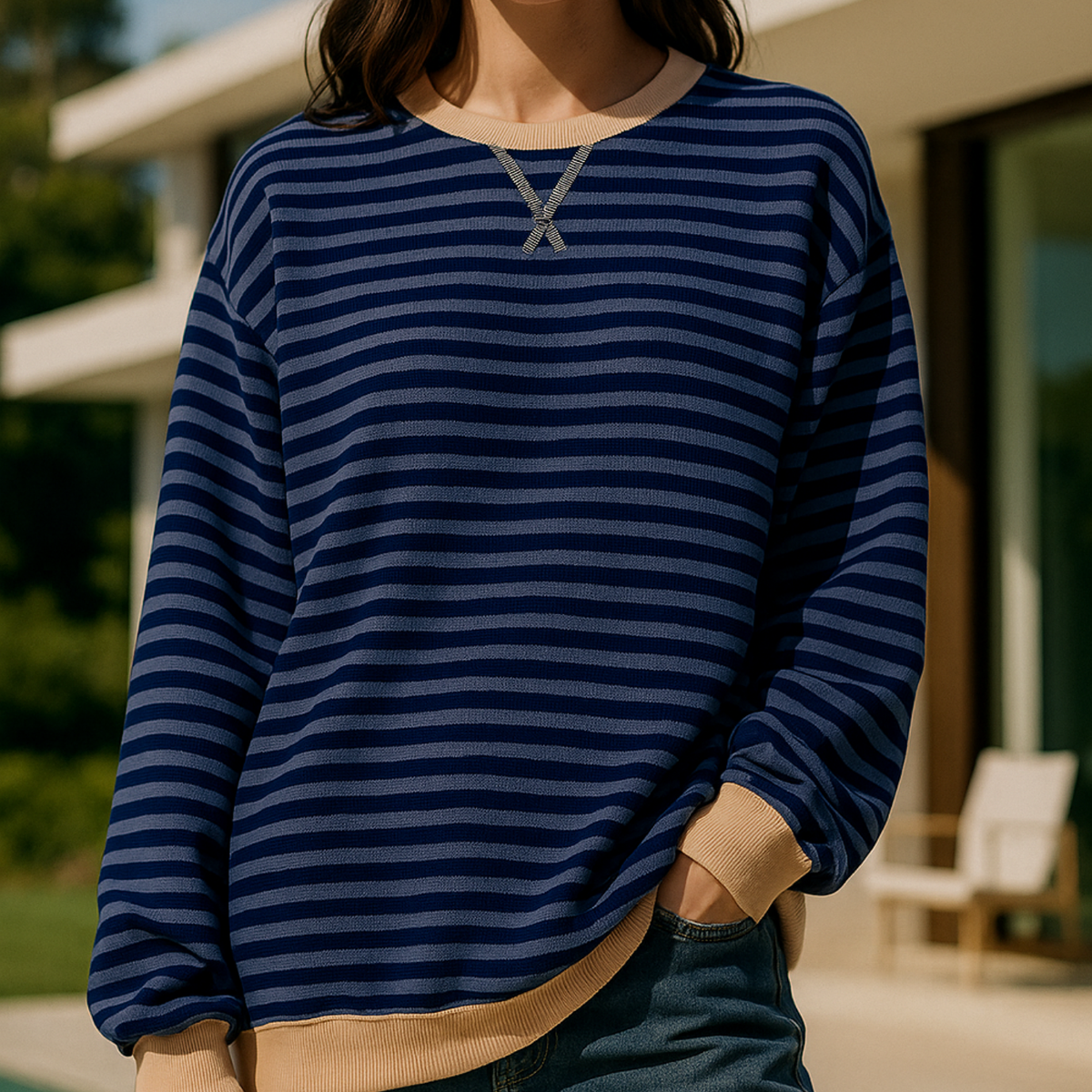 Dahlia - Striped Cotton Sweater
