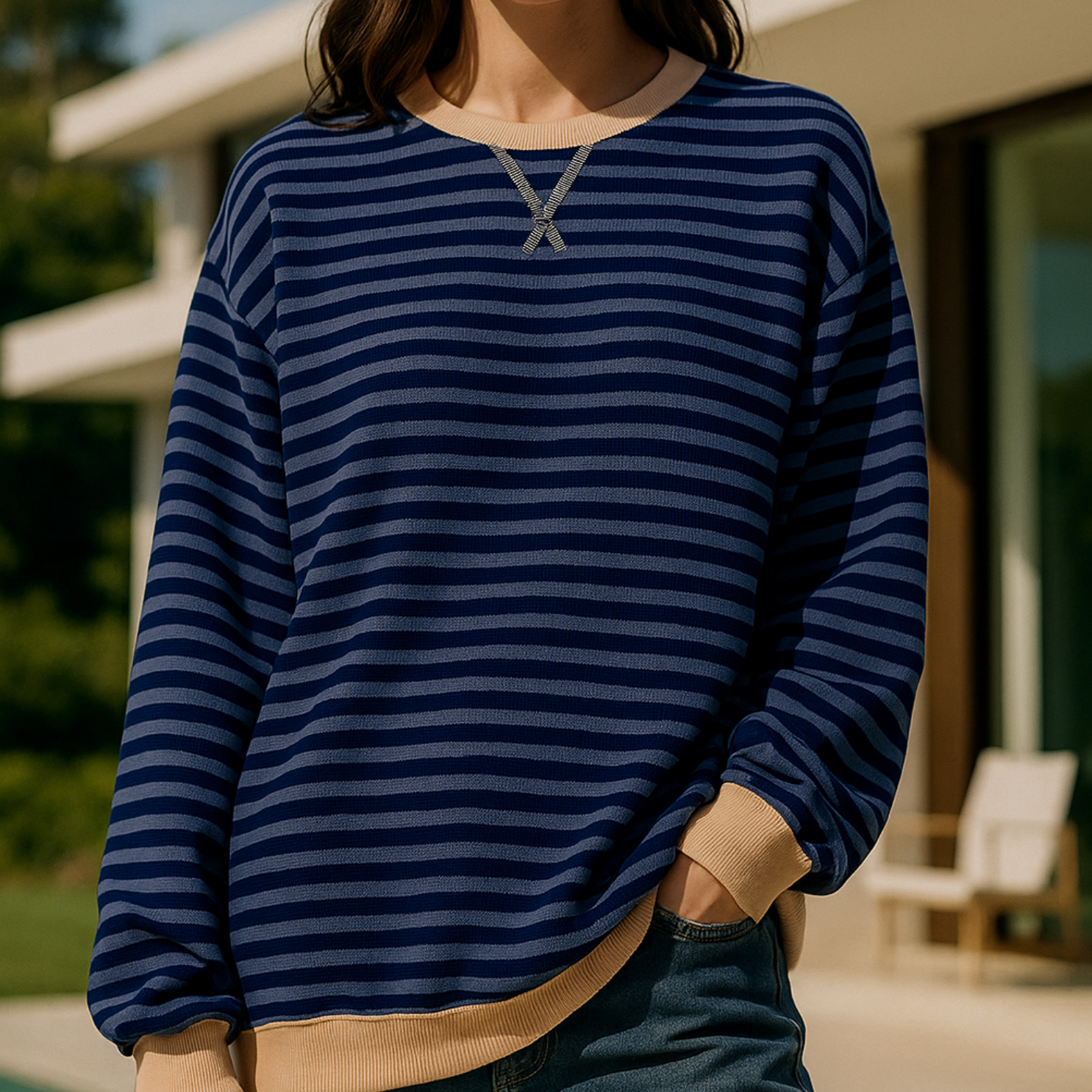 Dahlia - Striped Cotton Sweater