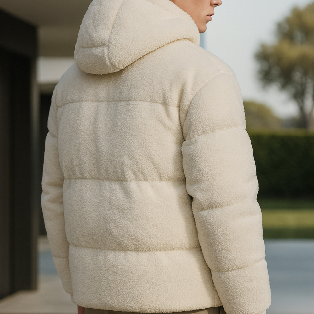 Kareem - Doudoune Sherpa Hooded Jacket Light Beige