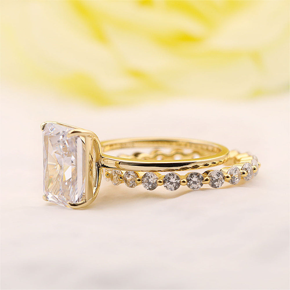 Stunning Radiant Cut Bridal Set In Sterling Silver Shineofdiamond