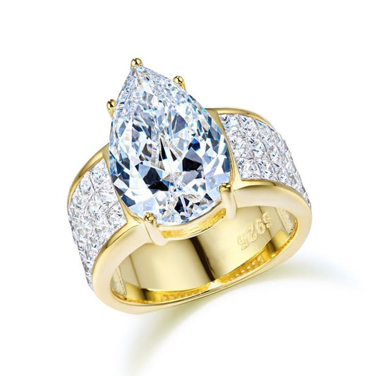 Stunning 5.0ct Wide Shank Pear Cut Engagement Ring Shineofdiamond