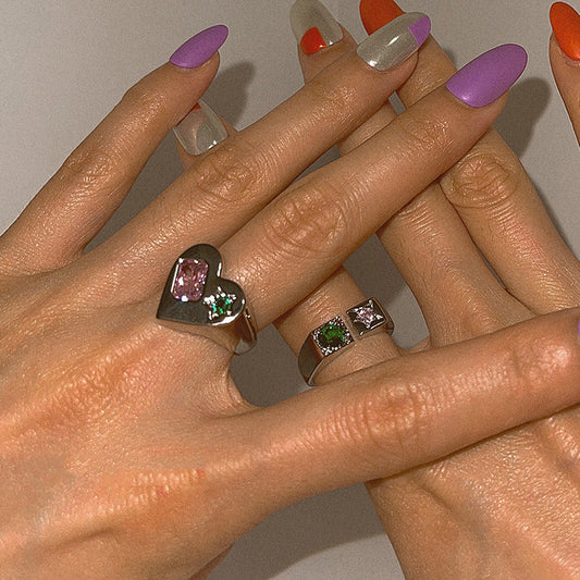 Retro Heart Design Adjustable Open Rings Dobrilajewelry