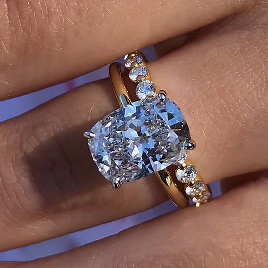Crushed Ice Cushion Cut Sterling Silver Bridal Set shineofdiamond