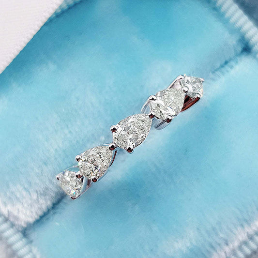 Exquisite Pear Cut Full Eternity Sterling Silver Wedding Band Shineofdiamond