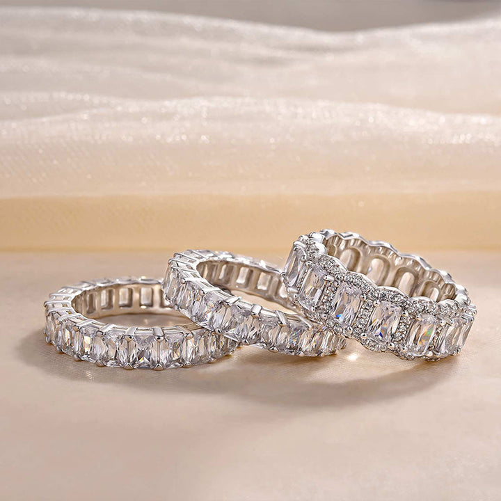 5PCS Stunning Wedding Band Set In Sterling Silver Shineofdiamond