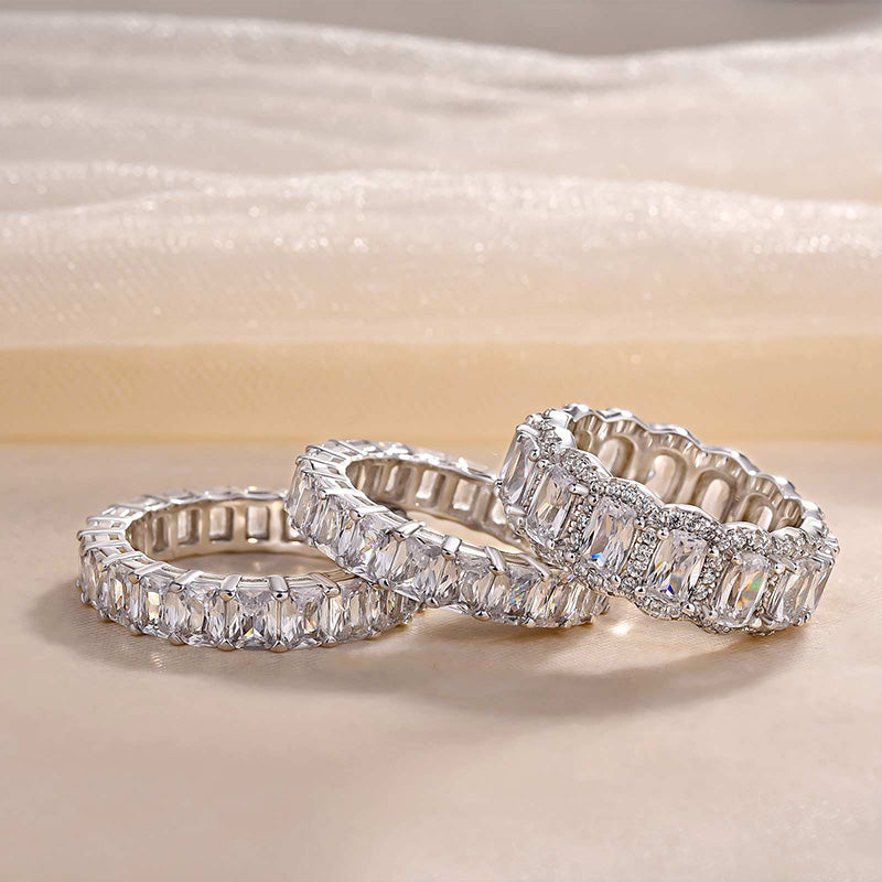 5PCS Stunning Wedding Band Set In Sterling Silver Shineofdiamond