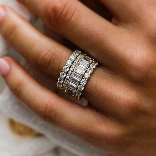 Luxury 4pcs Stackable Wedding Band Set In Sterling Silver Shineofdiamond
