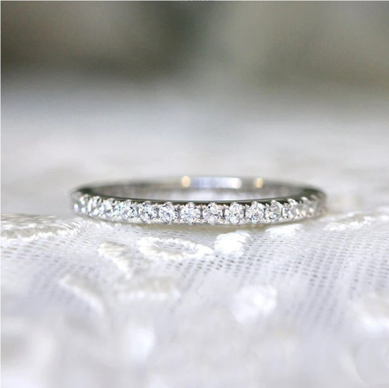 Classic Eternity Thin Sterling Silver Wedding Band Shineofdiamond