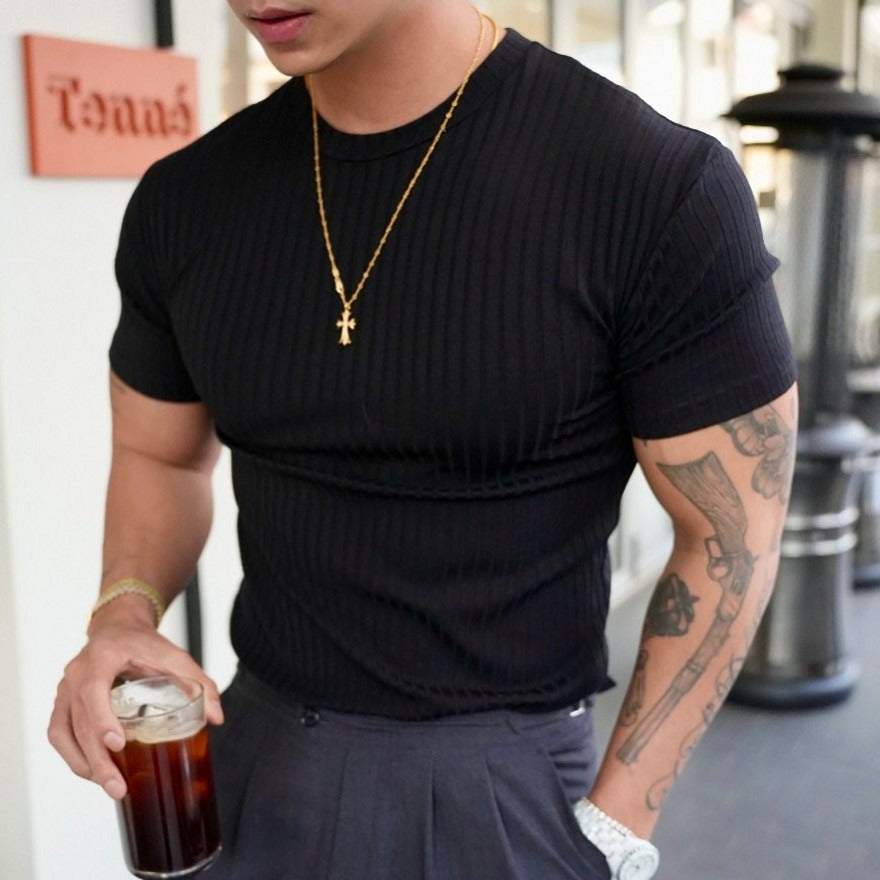 Massimo Ribbed Crew Neck - T-Shirt