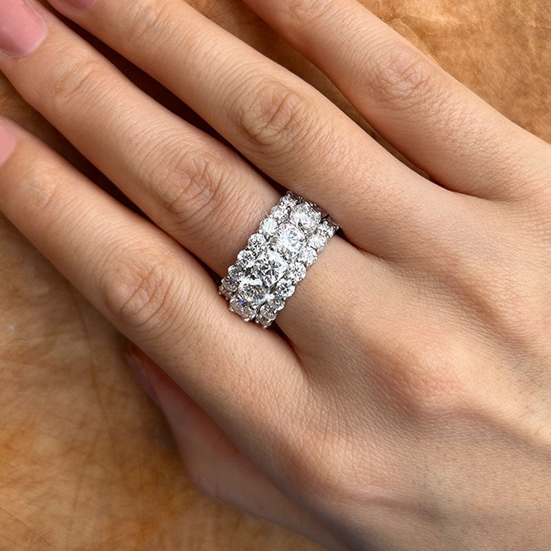 Eternity Cushion Cut Moissanite Sterling Silver Wedding Band shineofdiamond