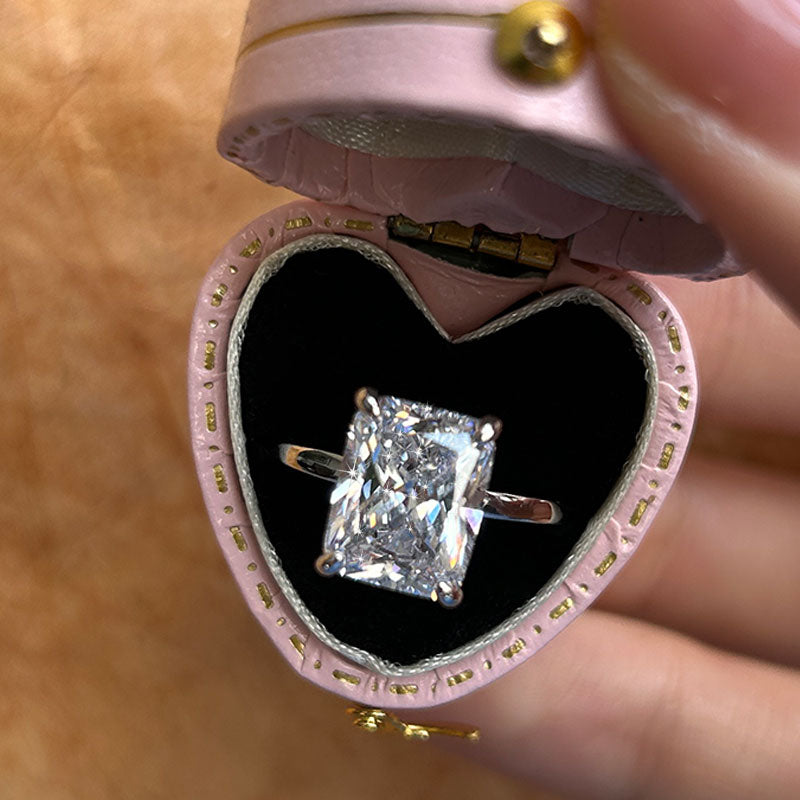 Radiant Cut Moissanite Sterling Silver Engagement Ring shineofdiamond