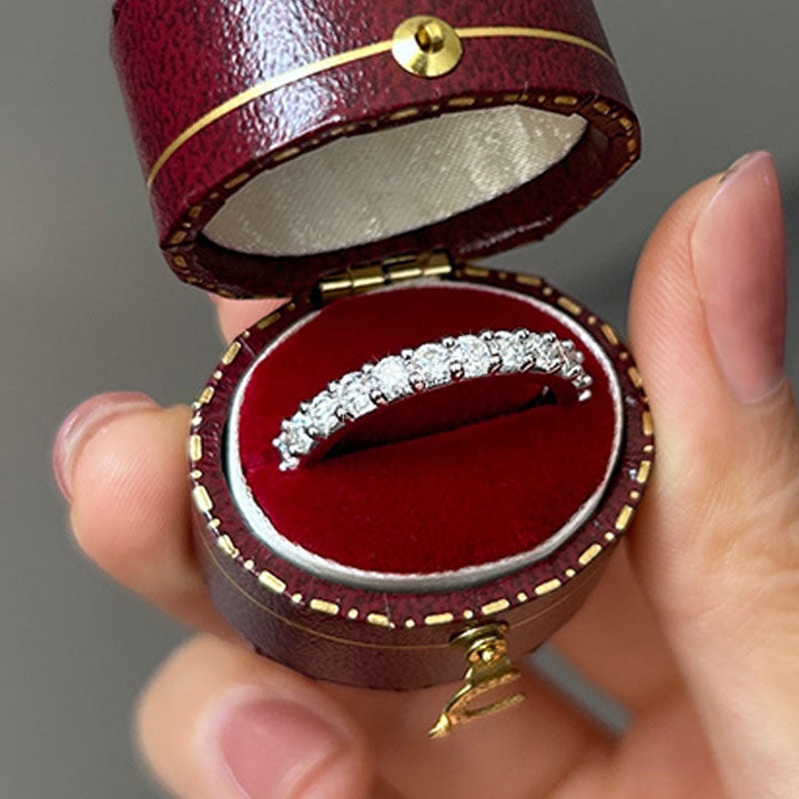 Half Eternity Moissanite Sterling Silver Wedding Band shineofdiamond