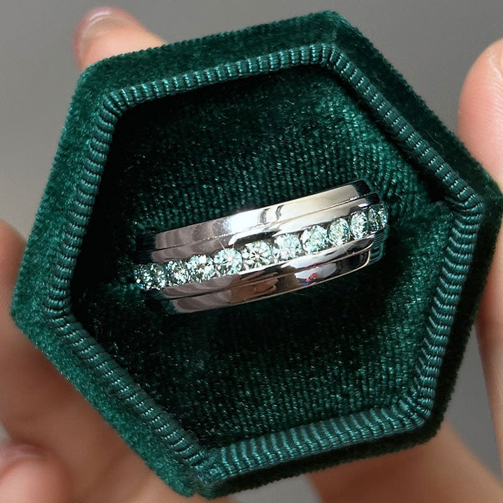 Fancy Green Moissanite Sterling Silver Wedding Band shineofdiamond