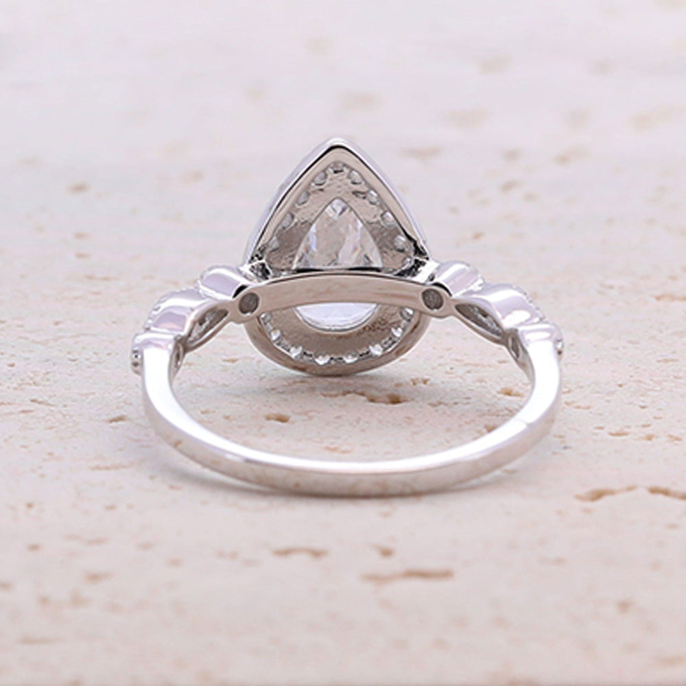 1.5CT Retro Pear Cut Half Eternity Engagement Ring shine of diamond