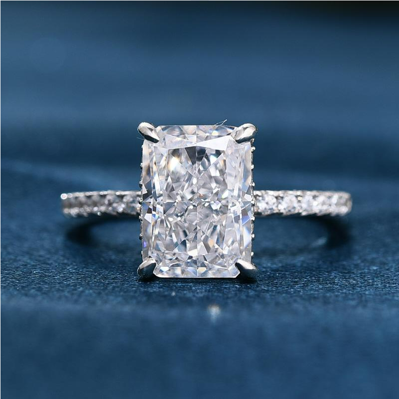 3-Pieces Sparkle Radiant Cut Bridal Set In Sterling Silver Shineofdiamond