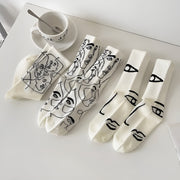 Line Art Cotton Crew - Socks