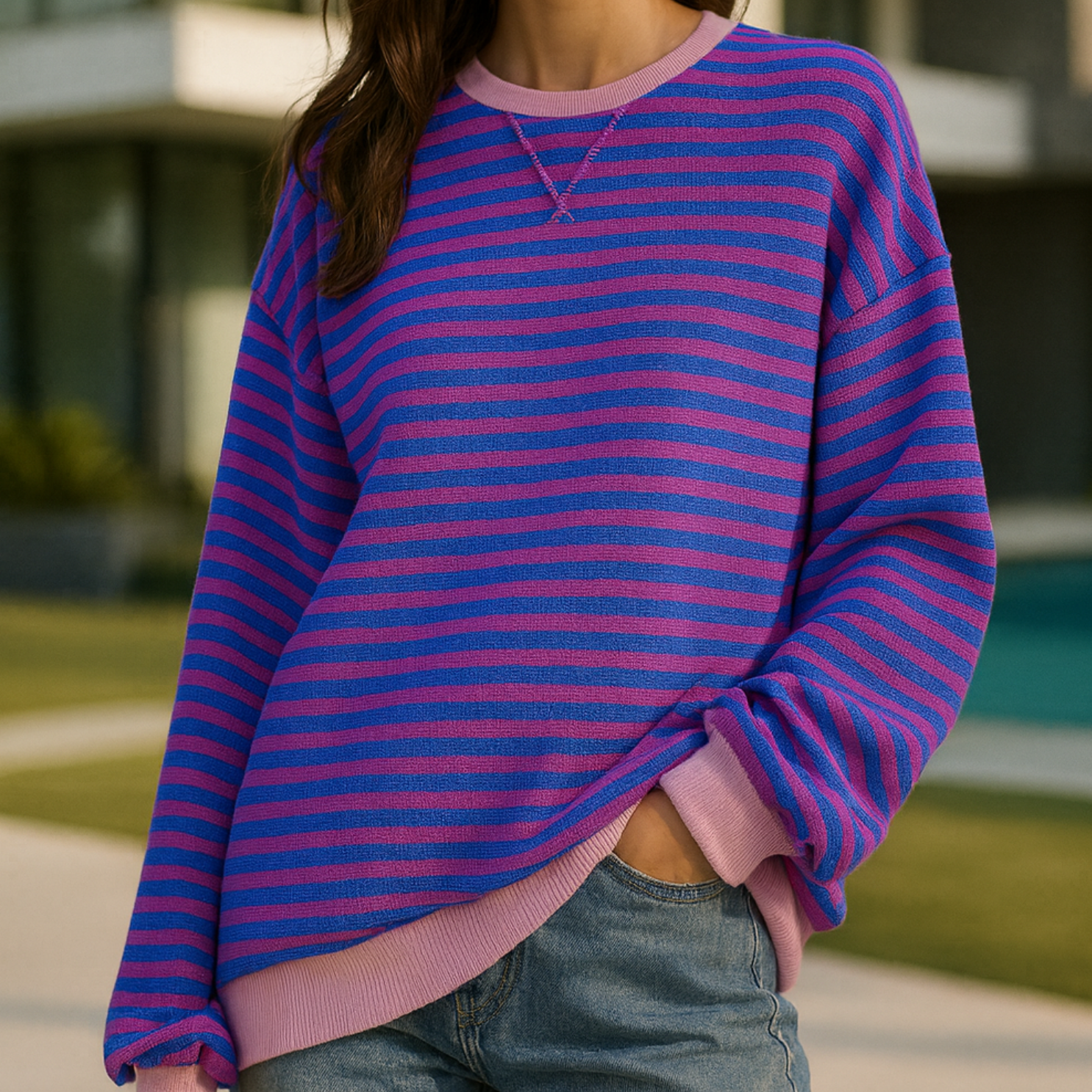 Dahlia - Striped Cotton Sweater