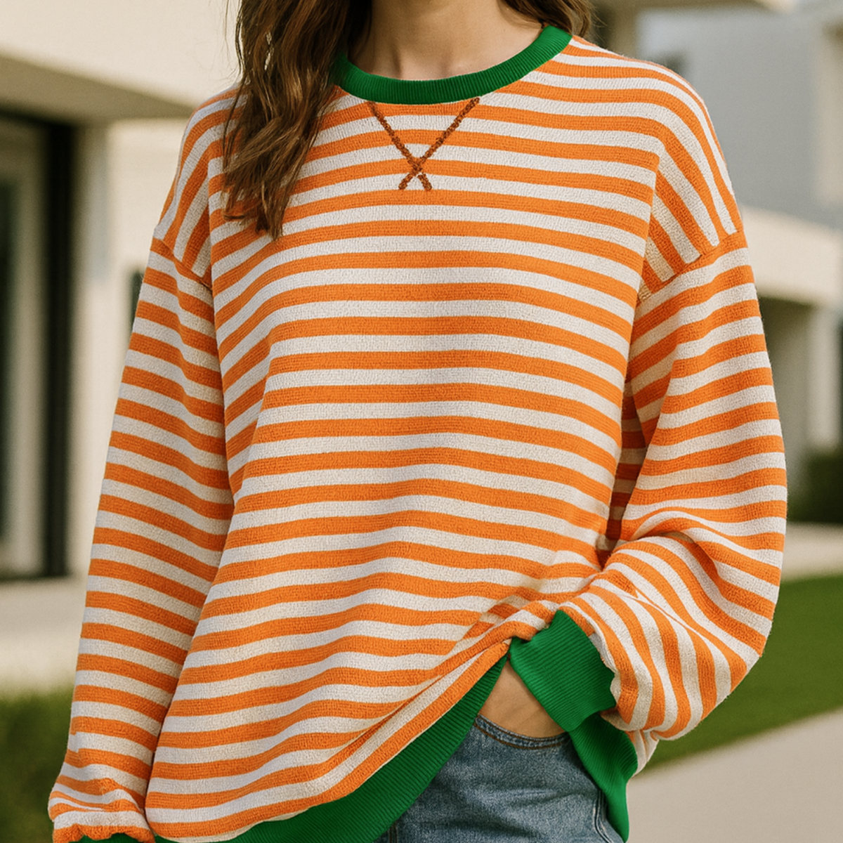 Dahlia - Striped Cotton Sweater