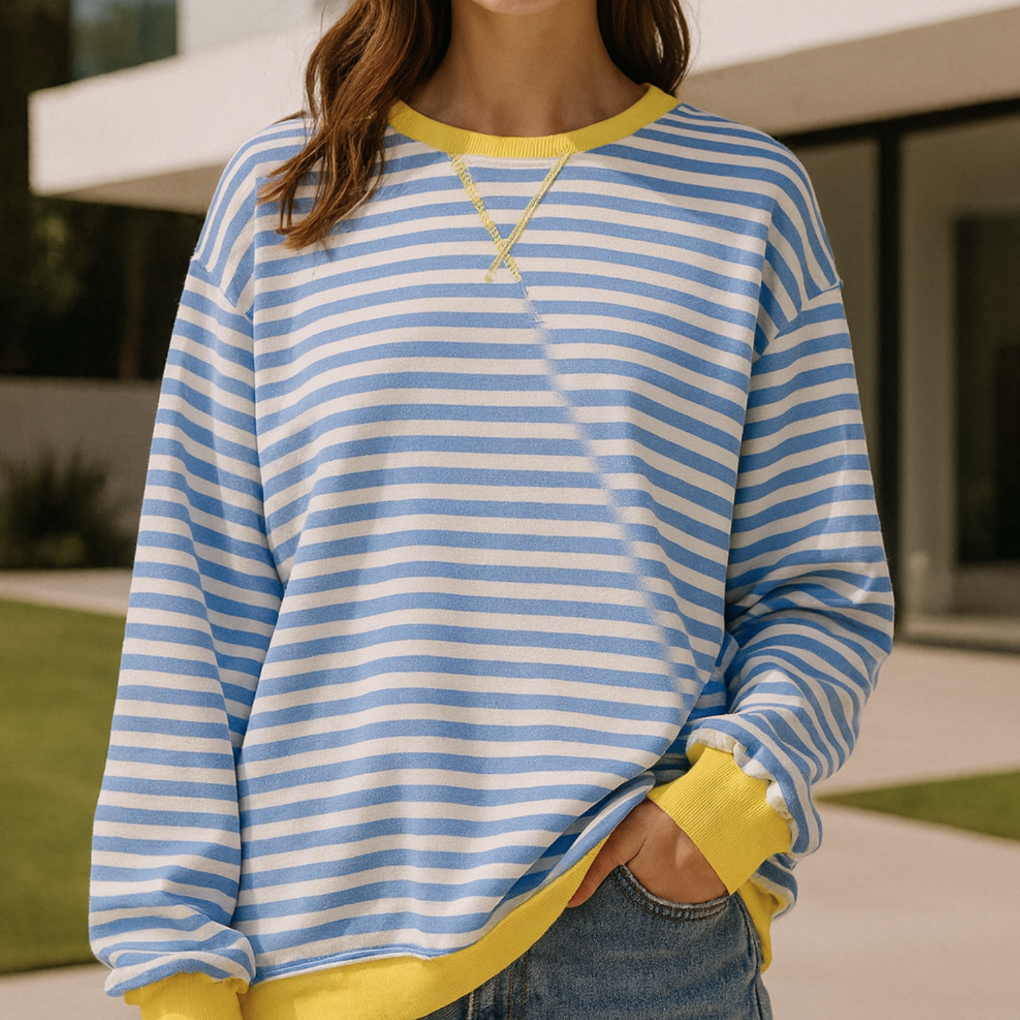 Dahlia - Striped Cotton Sweater