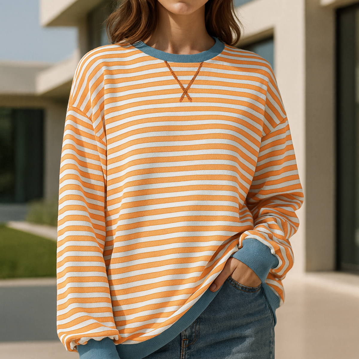 Dahlia - Striped Cotton Sweater