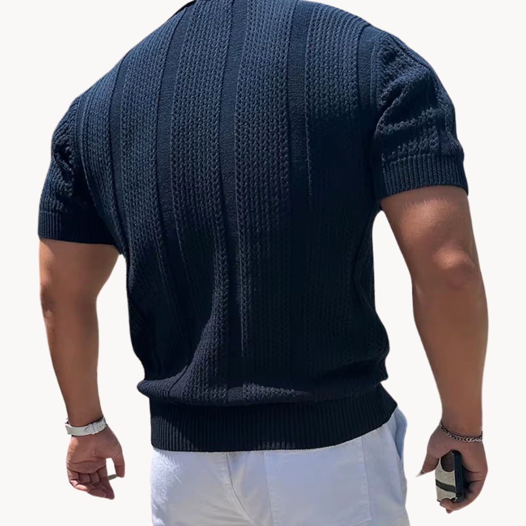 Open Collar Sheer Mesh - T-Shirt