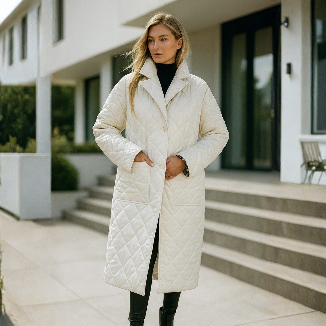Shanaia - Quilted Coat with Leopard Lining