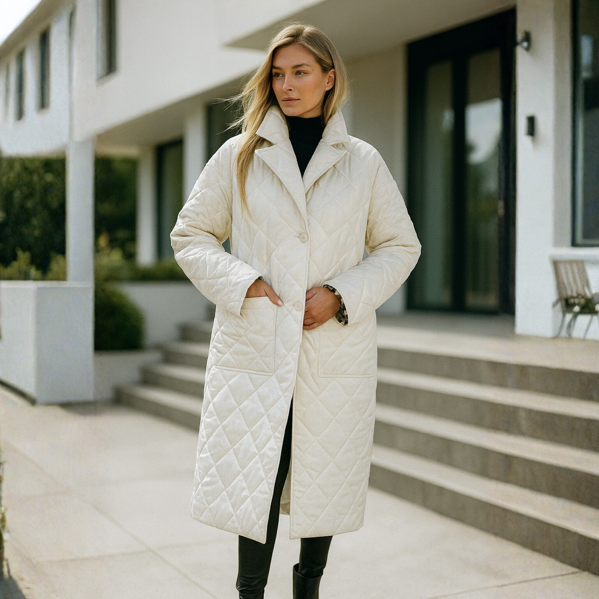 Shanaia - Quilted Coat with Leopard Lining