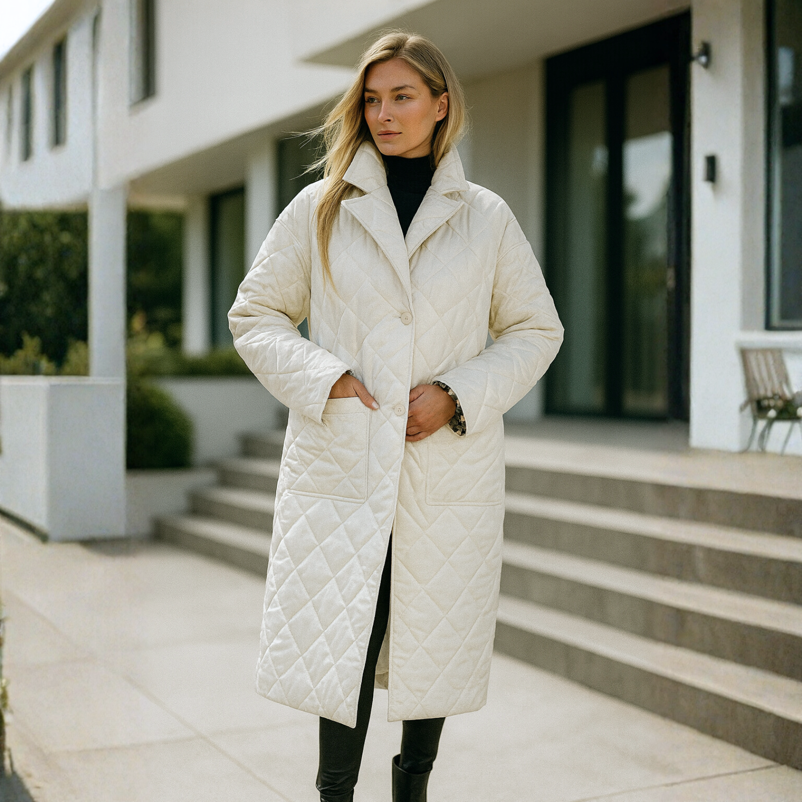 Shanaia - Quilted Coat with Leopard Lining
