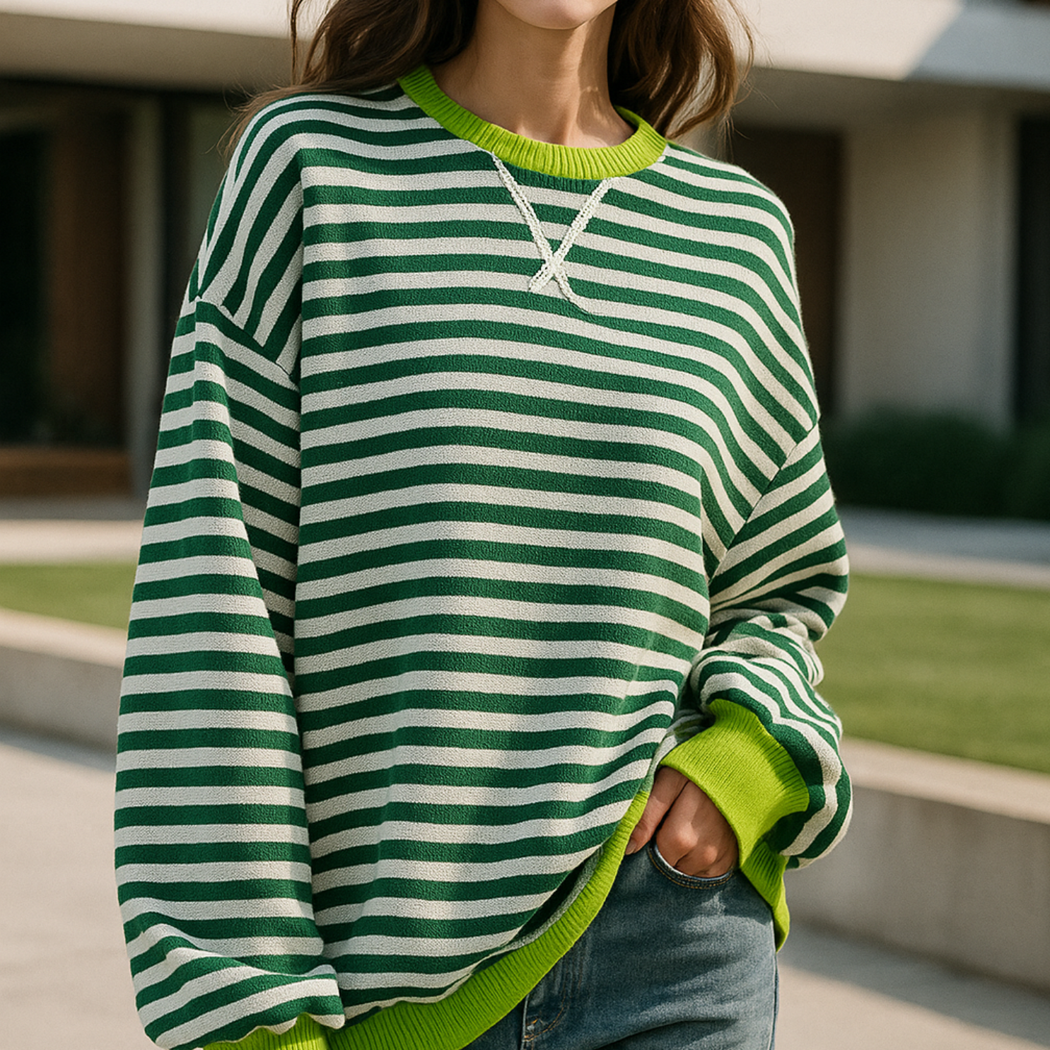 Dahlia - Striped Cotton Sweater