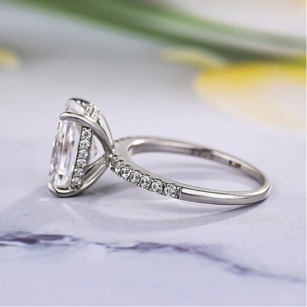 2PCS Radiant Cut Ring With Baguette Band Bridal Set in Sterling Silver Shineofdiamond